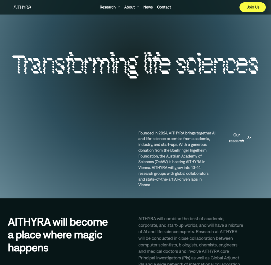 Screenshot AITHYRA – AI & Life Science Research